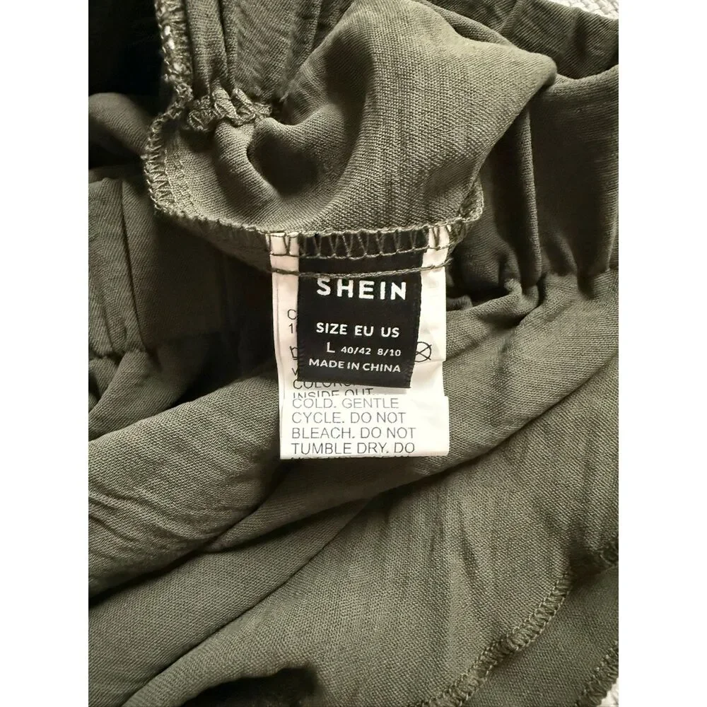 SHEIN Olive Green Smocked Strap Romper